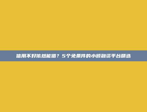 信用不好依然能借？5个免条件的小额融资平台精选