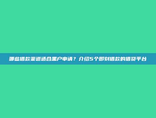 哪些借款渠道适合黑户申请？介绍5个即刻借款的借贷平台