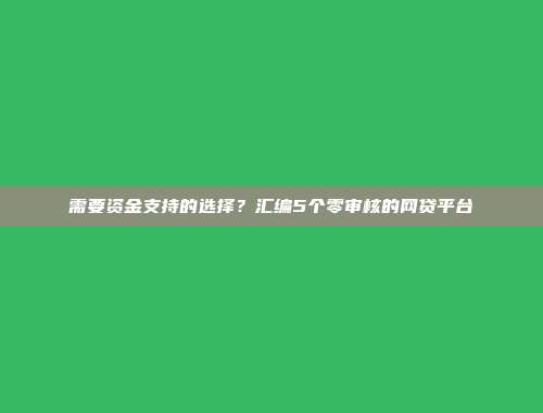 需要资金支持的选择？汇编5个零审核的网贷平台