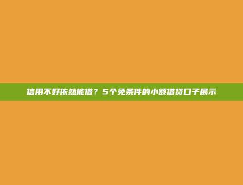 信用不好依然能借？5个免条件的小额借贷口子展示