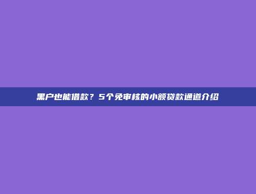 黑户也能借款？5个免审核的小额贷款通道介绍