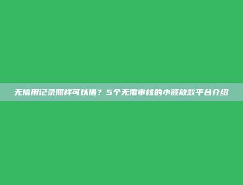 无信用记录照样可以借？5个无需审核的小额放款平台介绍