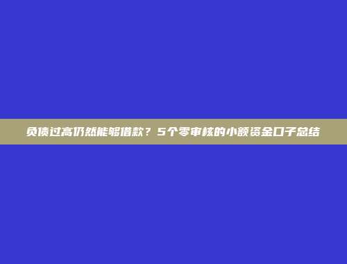 负债过高仍然能够借款？5个零审核的小额资金口子总结