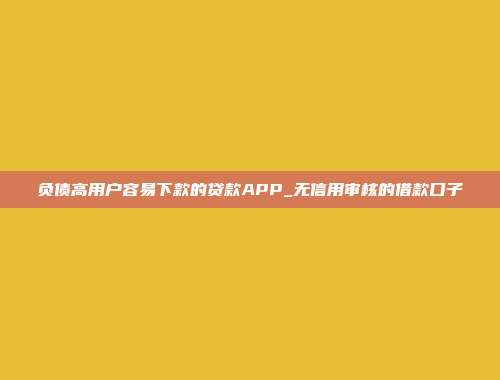 负债高用户容易下款的贷款APP_无信用审核的借款口子