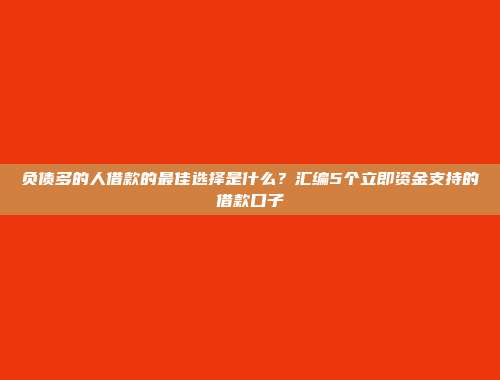 负债多的人借款的最佳选择是什么？汇编5个立即资金支持的借款口子