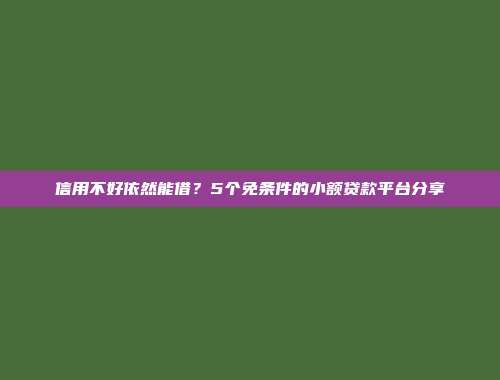 信用不好依然能借？5个免条件的小额贷款平台分享