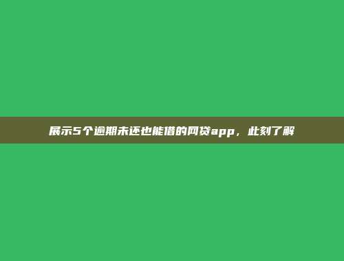 展示5个逾期未还也能借的网贷app，此刻了解