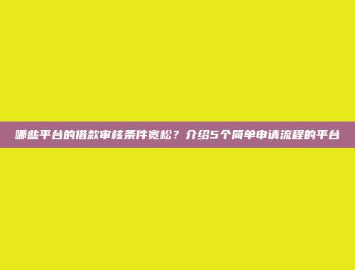 哪些平台的借款审核条件宽松？介绍5个简单申请流程的平台