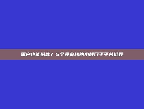 黑户也能借款？5个免审核的小额口子平台推荐