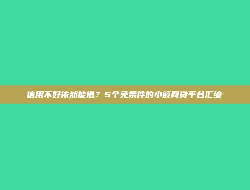 信用不好依然能借？5个免条件的小额网贷平台汇编