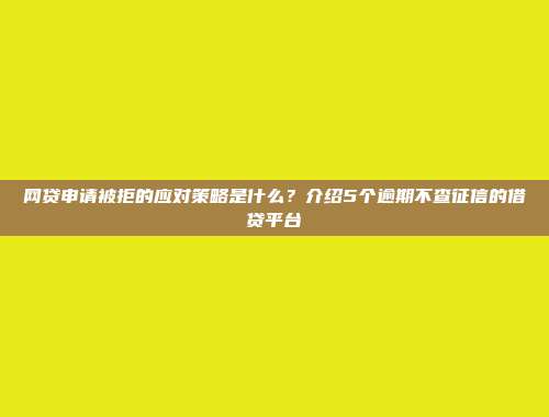 网贷申请被拒的应对策略是什么？介绍5个逾期不查征信的借贷平台