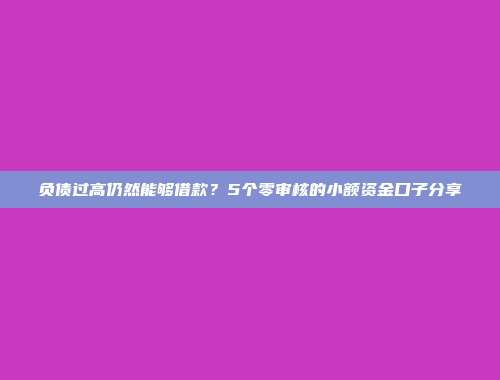 负债过高仍然能够借款？5个零审核的小额资金口子分享