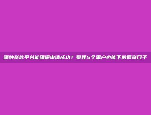 哪种贷款平台能确保申请成功？整理5个黑户也能下的网贷口子