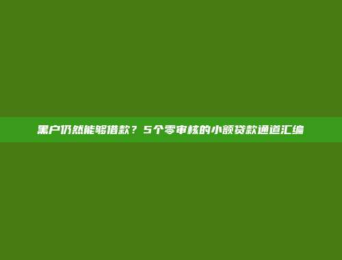 黑户仍然能够借款？5个零审核的小额贷款通道汇编