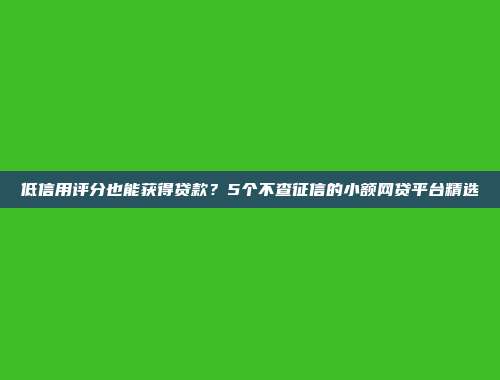 低信用评分也能获得贷款？5个不查征信的小额网贷平台精选