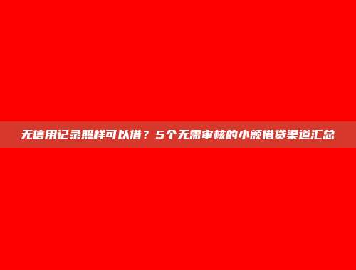 无信用记录照样可以借？5个无需审核的小额借贷渠道汇总