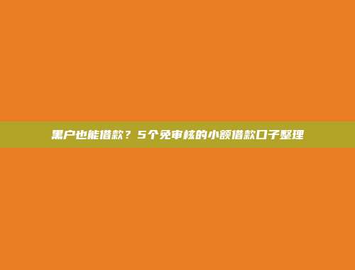 黑户也能借款？5个免审核的小额借款口子整理