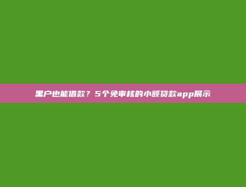 黑户也能借款？5个免审核的小额贷款app展示