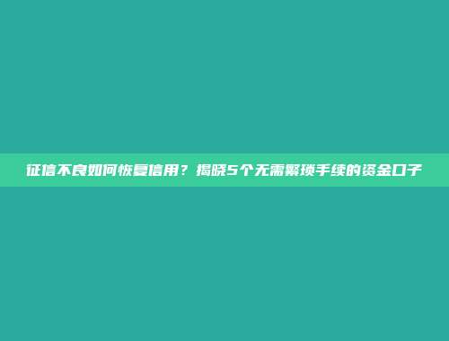 征信不良如何恢复信用？揭晓5个无需繁琐手续的资金口子