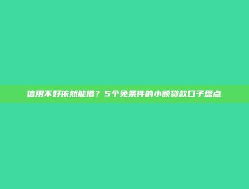 信用不好依然能借？5个免条件的小额贷款口子盘点