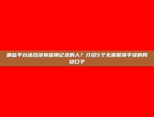 哪些平台适合没有信用记录的人？介绍5个无需繁琐手续的网贷口子