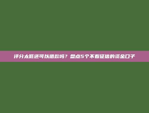 评分太低还可以借款吗？盘点5个不看征信的资金口子