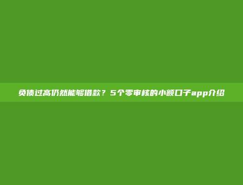 负债过高仍然能够借款？5个零审核的小额口子app介绍