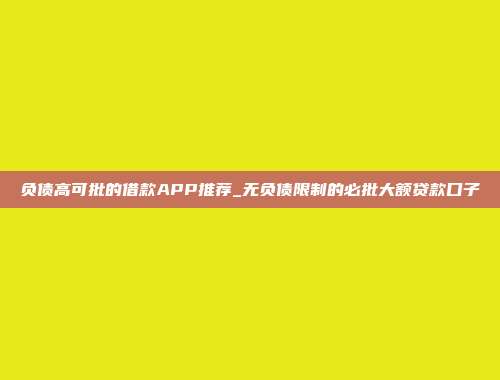 负债高可批的借款APP推荐_无负债限制的必批大额贷款口子