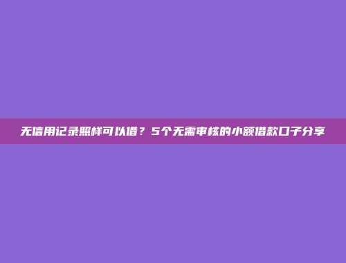 无信用记录照样可以借？5个无需审核的小额借款口子分享