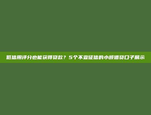 低信用评分也能获得贷款？5个不查征信的小额借贷口子展示