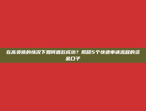 在高负债的情况下如何借款成功？揭晓5个快速申请流程的资金口子