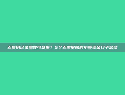 无信用记录照样可以借？5个无需审核的小额资金口子总结