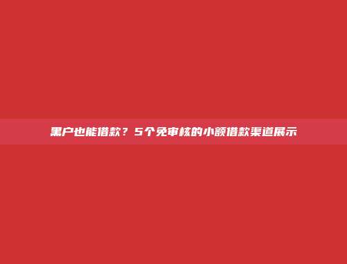 黑户也能借款？5个免审核的小额借款渠道展示