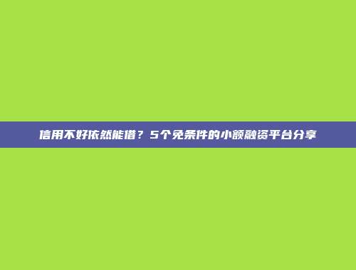 信用不好依然能借？5个免条件的小额融资平台分享