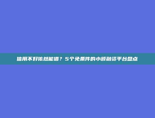 信用不好依然能借？5个免条件的小额融资平台盘点