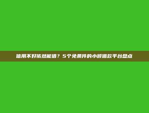 信用不好依然能借？5个免条件的小额借款平台盘点