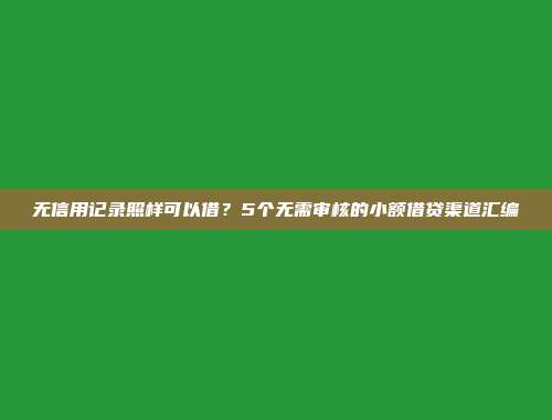 无信用记录照样可以借？5个无需审核的小额借贷渠道汇编