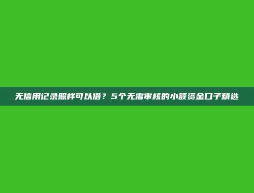 无信用记录照样可以借？5个无需审核的小额资金口子精选