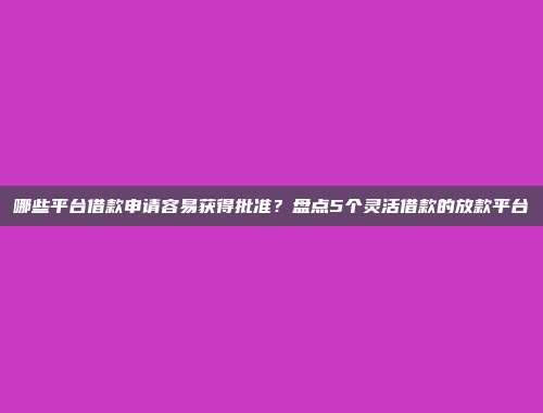 哪些平台借款申请容易获得批准？盘点5个灵活借款的放款平台