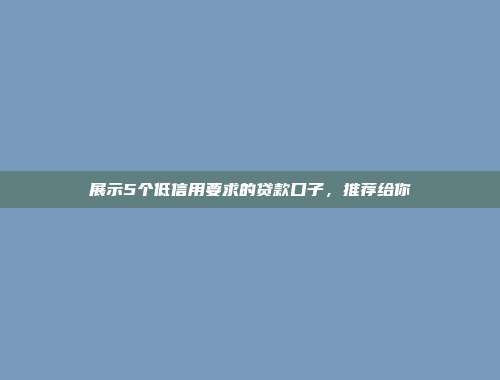 展示5个低信用要求的贷款口子，推荐给你