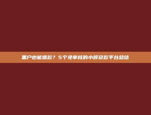 黑户也能借款？5个免审核的小额贷款平台总结