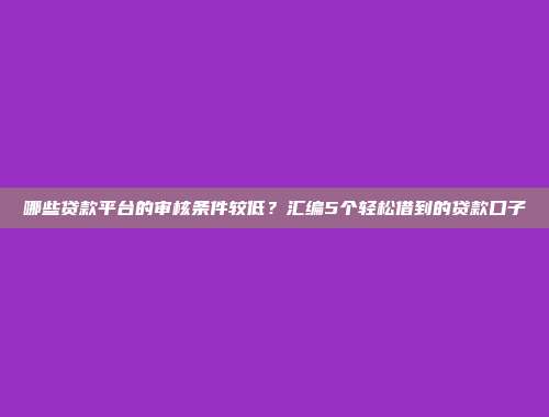 哪些贷款平台的审核条件较低？汇编5个轻松借到的贷款口子