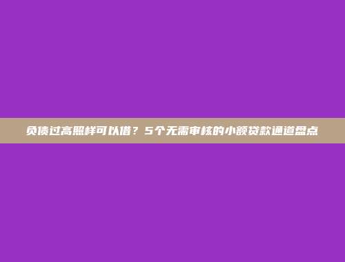 负债过高照样可以借？5个无需审核的小额贷款通道盘点