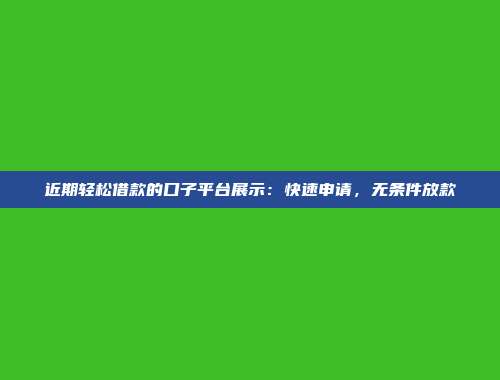 近期轻松借款的口子平台展示：快速申请，无条件放款