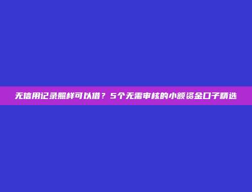 无信用记录照样可以借？5个无需审核的小额资金口子精选