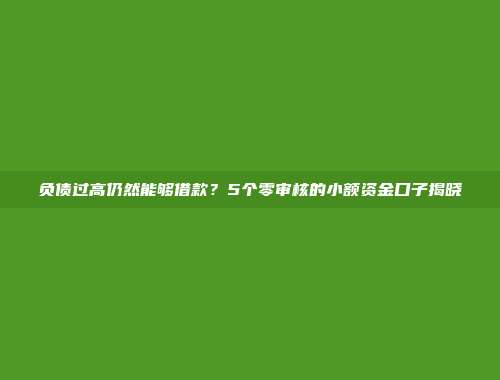 负债过高仍然能够借款？5个零审核的小额资金口子揭晓