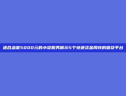 适合急需5000元的小贷服务展示5个快速资金周转的借贷平台