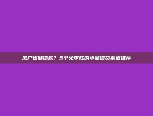 黑户也能借款？5个免审核的小额借贷渠道推荐