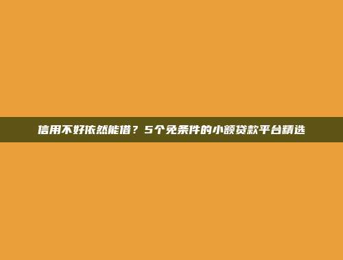 信用不好依然能借？5个免条件的小额贷款平台精选