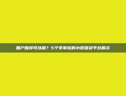 黑户照样可以借？5个零审核的小额借贷平台展示